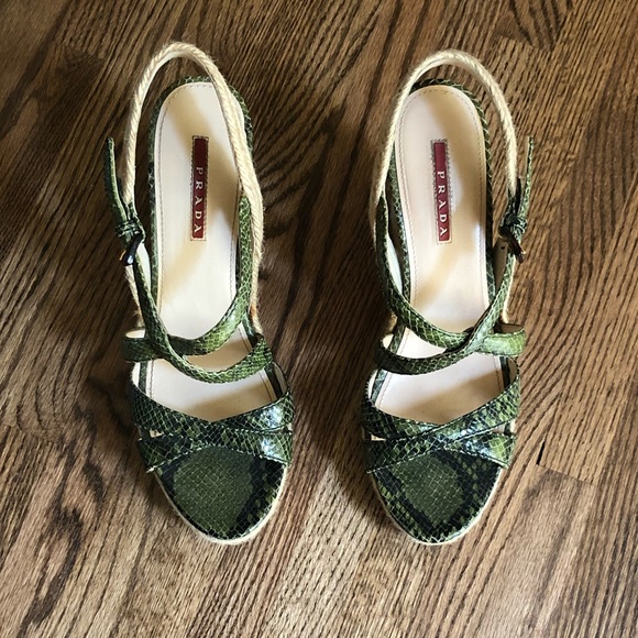 Prada Espadrille Trim Wedge Sandals - Picture 2 of 3